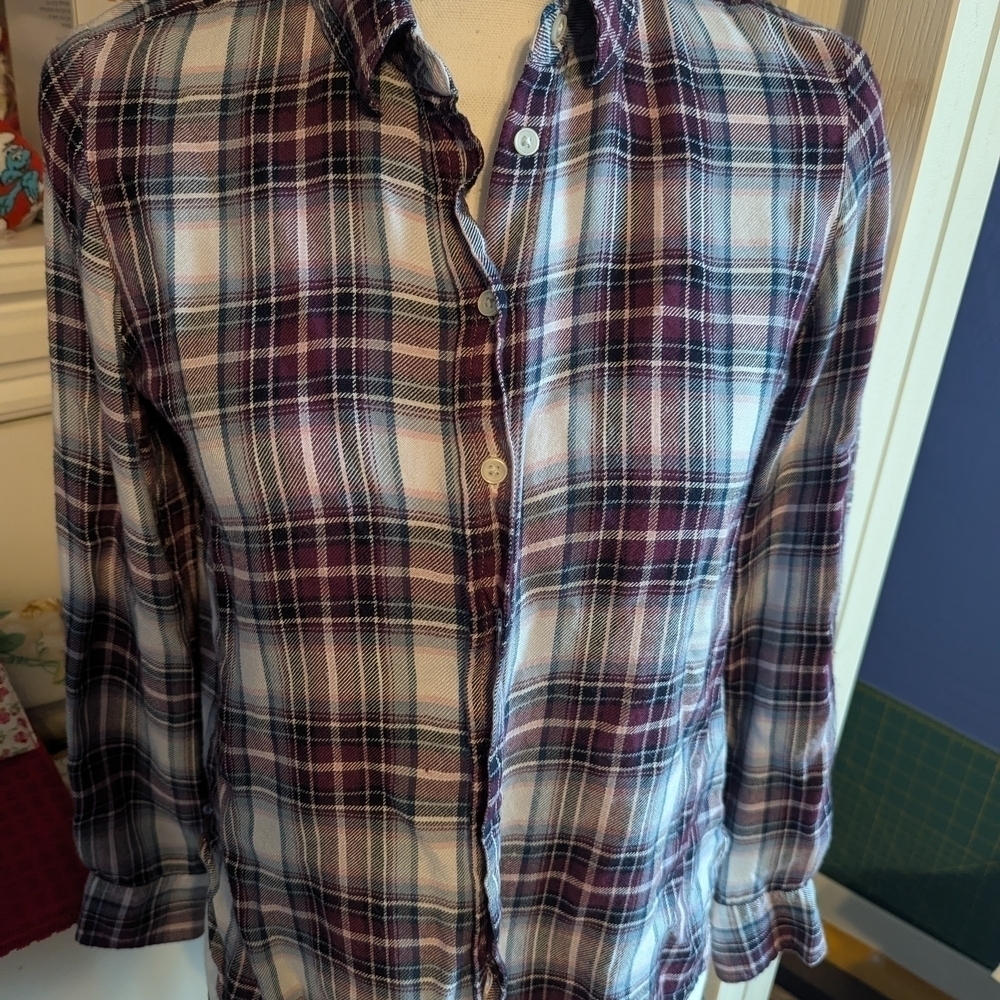 Women's Purple Flannel Plaid Shirt